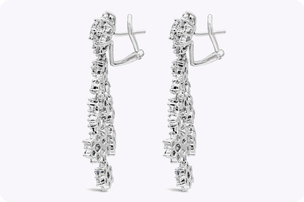 7.98 Carats Total Mixed-Shape Diamonds Chandelier Dangle Earrings in White Gold