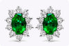 1.37 Carat Total Green Emerald and Diamond Halo Stud Earrings in White Gold