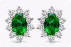 1.37 Carat Total Emerald with Diamond Halo Stud Earrings in White Gold