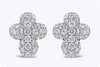 1.30 Carats Total Brilliant Round Diamond Cross Pave Stud Earrings in White Gold