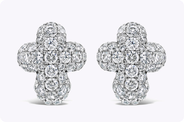 1.30 Carats Total Brilliant Round Diamond Cross Pave Stud Earrings in White Gold