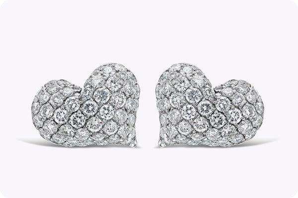 1.06 Carats Total Round Brilliant Diamond Heart Shape Stud Earrings in White Gold