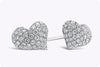 1.06 Carats Round Brilliant Diamond Heart Shape Stud Earrings in White Gold