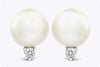 11.75 Millimeter Tahitian Pearl Stud Earring with Round Diamonds in White Gold