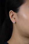 0.65 Carats Total Cushion Cut Diamond Halo Stud Earrings in Platinum