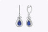 sapphire and diamond double halo dangle earrings