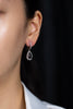 3.17 Carats Total Pear Shape Black Diamond Halo Dangle Earrings in White Gold