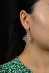 2.21 Carats Total Brilliant Round Cut Diamond Open-Work Dangle Earrings in White Gold