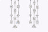 9.15 Carats Total Triple Column Fancy Cut Diamonds Drop Chandelier Earrings in White Gold