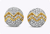4.02 Total Carat Round Cut White Diamond Cluster Two-Tone Earrings