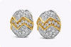 4.02 Total Carat Round Cut White Diamond Cluster Two-Tone Earrings
