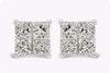 8.17 Carats Total Princess Cut Diamond Cluster Stud Earrings in White Gold