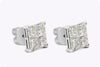 8.17 Carats Total Princess Cut Diamond Cluster Stud Earrings in White Gold