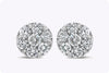 1.75 Carats Total Brilliant Round Diamond Cluster Stud Earrings in White Gold and Platinum