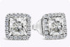 2.03 Carats Total Cushion Cut Diamond Halo Stud Earrings in White Gold