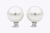 0.16 Carats Total Brilliant Round Diamond and Pearl Stud Earrings in White Gold