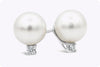 0.16 Carats Total Brilliant Round Diamond and Pearl Stud Earrings in White Gold