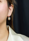 6.58 Carats Total Round Brilliant Diamond Flower Drop Earrings in Yellow Gold