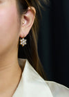 6.58 Carats Total Round Brilliant Diamond Flower Drop Earrings in Yellow Gold
