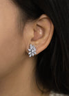 3.21 Carats Total Mixed Cut Diamonds Cluster Earrings in White Gold