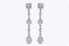 1.78 Carat Total Round Diamond Cluster Drop Earrings in 18 karat White Gold