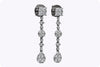 1.78 Carats Total Brilliant Round Diamond Cluster Drop Earrings in White Gold