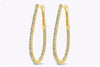 1.46 Carat Total Round Diamond U-Shaped Hoop Earrings in Yellow Gold