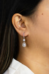 1.71 Carats Total Diamond Double Halo Dangle Earrings in White Gold