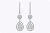 1.71 Carats Total Diamond Double Halo Dangle Earrings in White Gold