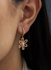 1.02 Carat Round Diamond Dangle Flower Earrings in 18k Rose Gold