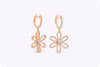 1.02 Carat Round Diamond Dangle Flower Earrings in 18k Rose Gold