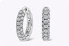 0.74 Carat Total Round Diamond Micro Pave Hoop Earrings in White Gold