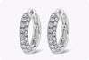 0.74 Carat Total Round Diamond Micro Pave Hoop Earrings in White Gold