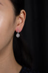 2.63 Carats Total Round Brilliant Diamond Halo Dangle Earrings in Platinum