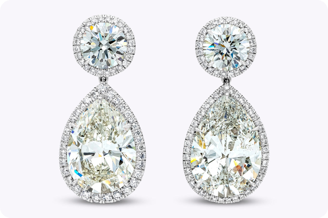 GIA Certified 32.13 Carats Total Mixed-Cut Diamond Dangle Earrings in Platinum