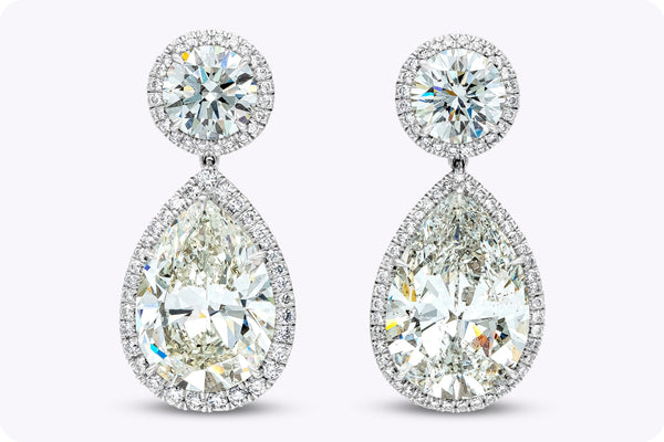 GIA Certified 32.13 Carats Total Mixed-Cut Diamond Dangle Earrings in Platinum