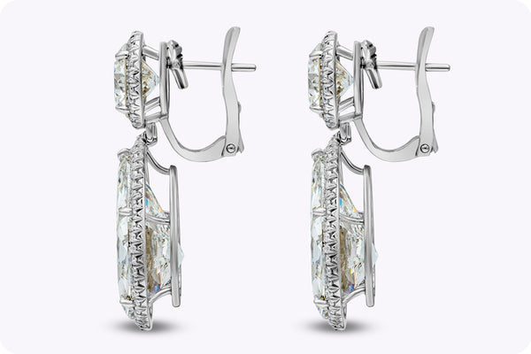 GIA Certified 32.13 Carats Total Mixed-Cut Diamond Dangle Earrings in Platinum