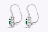 0.78 Carat Oval Cut Emerald and Diamond Halo Lever-Back Earrings