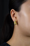 0.51 Carats Total Brilliant Round Cut Diamond Button Hoop Earrings in Two Tone