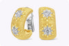0.51 Carats Total Brilliant Round Cut Diamond Button Hoop Earrings in White Gold and Yellow Gold