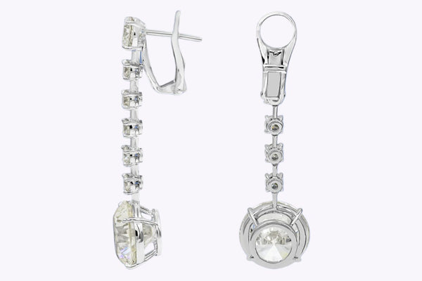 21.08 Carats Total Round Brilliant Cut Diamond Dangle Earrings in Platinum