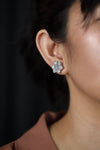7.48 Carats Total Brilliant Round Cut Diamond Flower Stud Earrings in Platinum