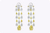 GIA Certified 15.69 Carats Total Pear Shape Yellow & White Diamond Chandelier Earrings in White Gold & Platinum