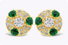 1.80 Carats Total Old European Cut Diamonds with Imitation Emeralds Clip-On Stud Earrings in Yellow Gold