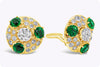 1.80 Carats Total Old European Cut Diamonds with Imitation Emeralds Clip-On Stud Earrings in Yellow Gold