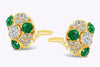 1.80 Carats Total Old European Cut Diamonds with Imitation Emeralds Clip-On Stud Earrings in Yellow Gold