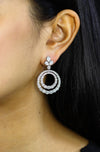 9.95 Carats Total Brilliant Round & Pear Shaped Diamond Dangle Earrings in White Gold