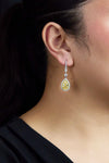 GIA Certified 4.19 Carats Total Pear Shape Yellow Diamond Double Halo Dangle Earrings in Yellow Gold & Platinum