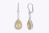 GIA Certified 4.19 Carats Total Pear Shape Yellow Diamond Double Halo Dangle Earrings in Yellow Gold & Platinum