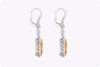 GIA Certified 4.19 Carats Total Pear Shape Yellow Diamond Double Halo Dangle Earrings in Yellow Gold & Platinum